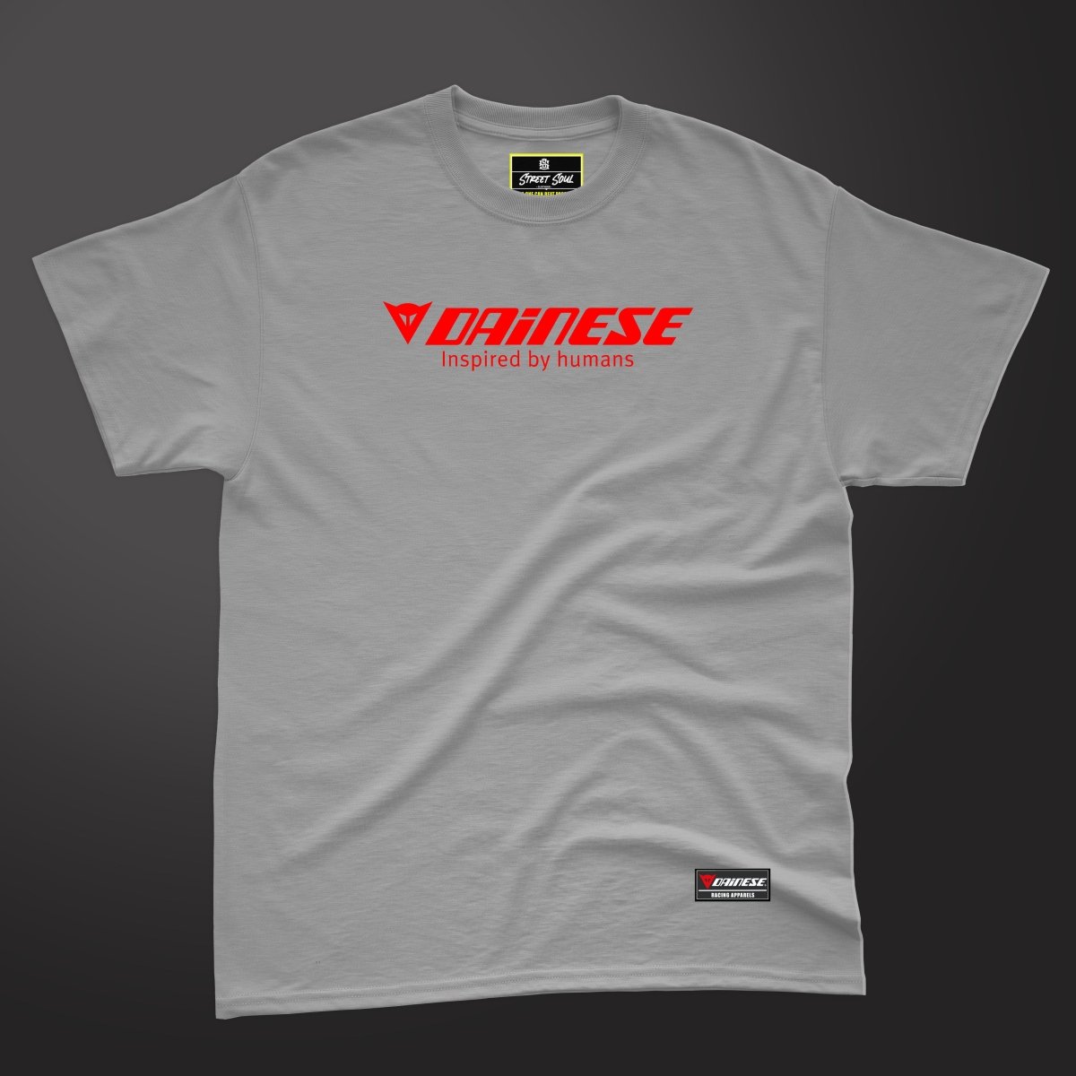 Inspired by human Melange Grey racing T-shirt - Street Soul Clothing