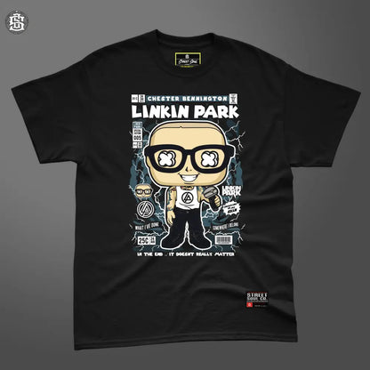 Linkin park comic styled black printed T-shirt - T- Shirt