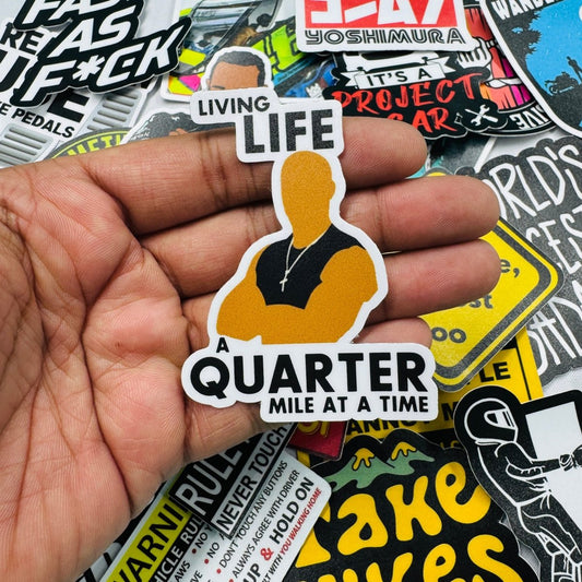 Living life a quarter mile at a time sticker - Street Soul Clothing