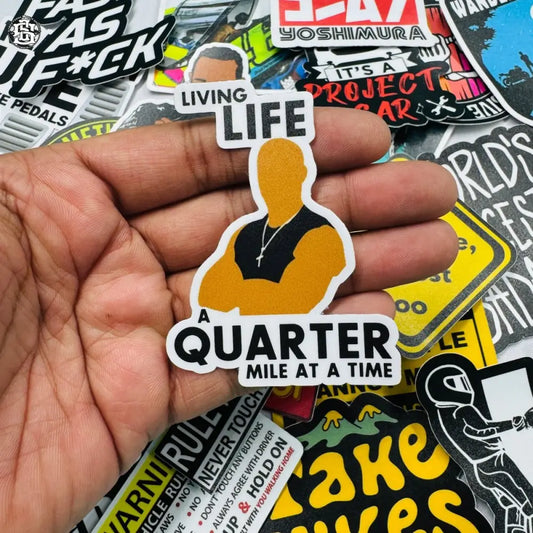 Living life a quarter mile at a time sticker - Street Soul Clothing