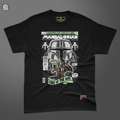 Mandalorian comic styled black printed T-shirt - T- Shirt