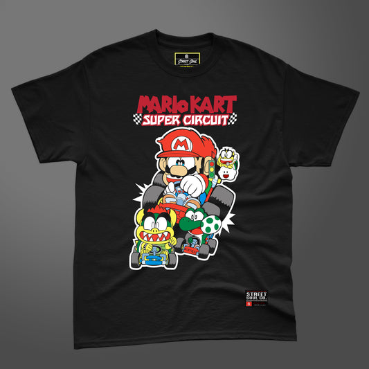 Mario kart black printed T-shirt