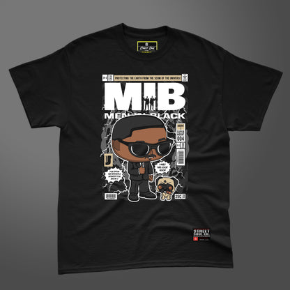 Men in black comic styled black printed T-shirt