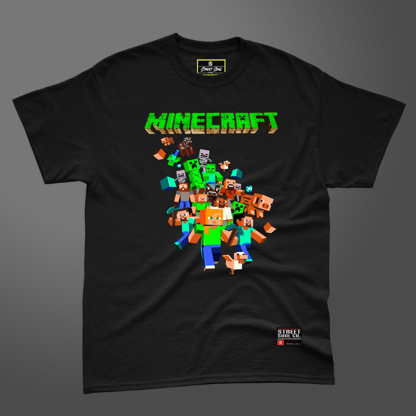 Minecraft black printed T-shirt