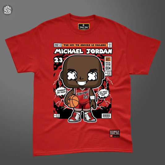 MJ Basketball Red comic styled printed T-shirt - T- Shirt