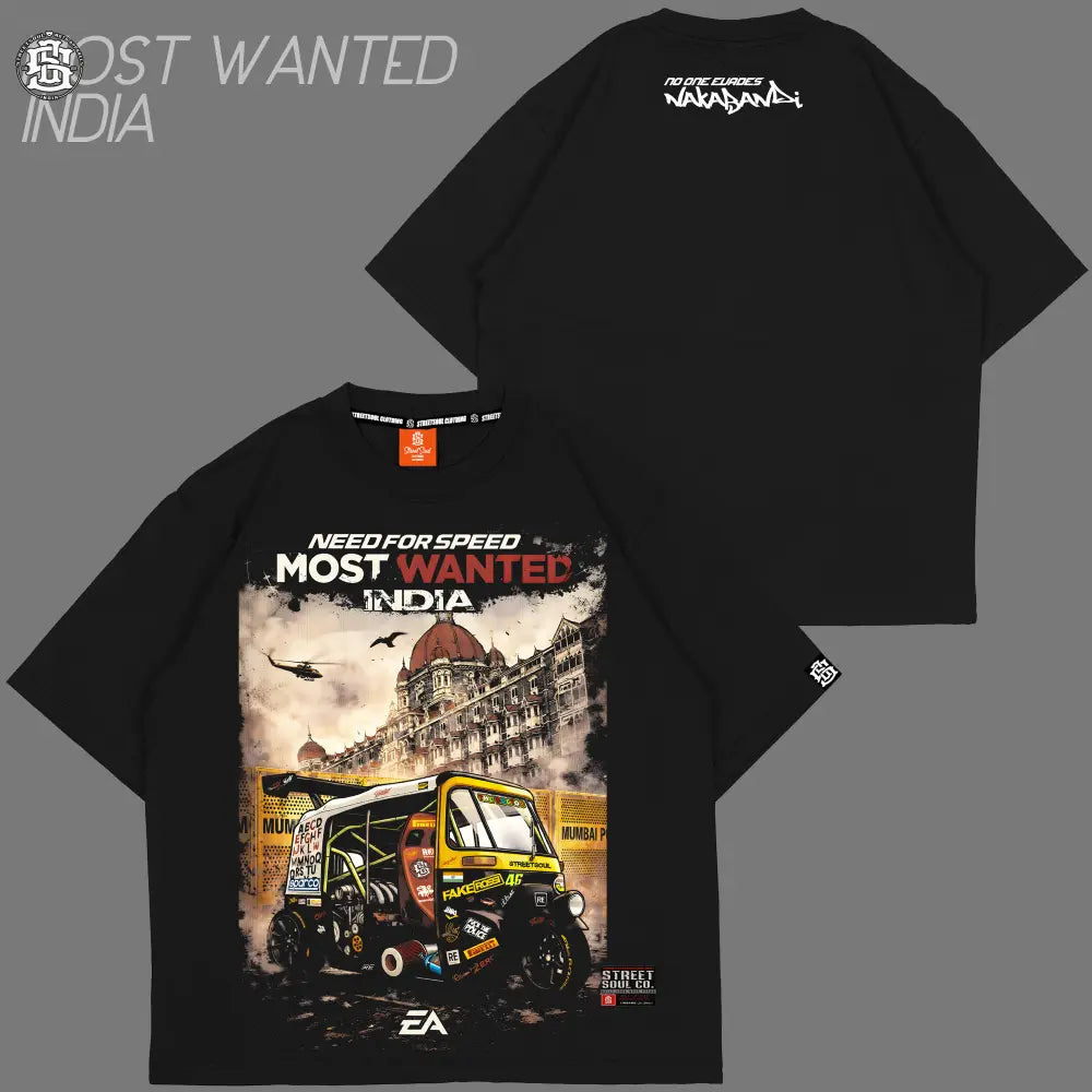 Most wanted India Black Oversized T-shirt