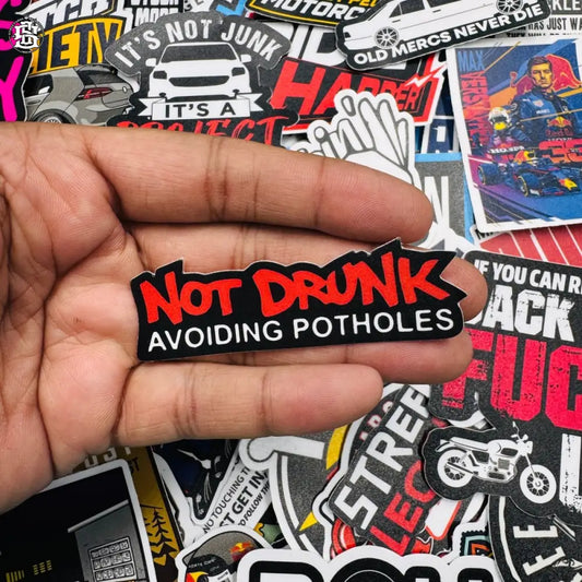 Not drunk avoiding potholes sticker - Street Soul Clothing