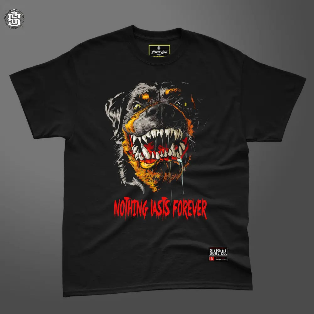 Nothing lasts forever black printed T-shirt - T- Shirt
