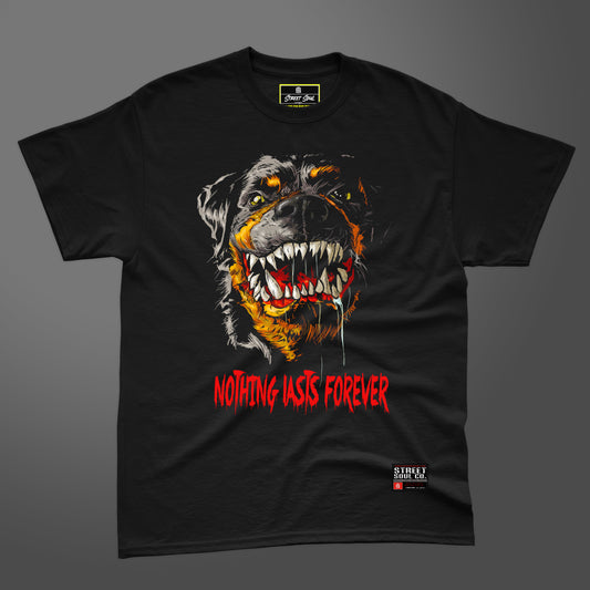 Nothing lasts forever black printed T-shirt