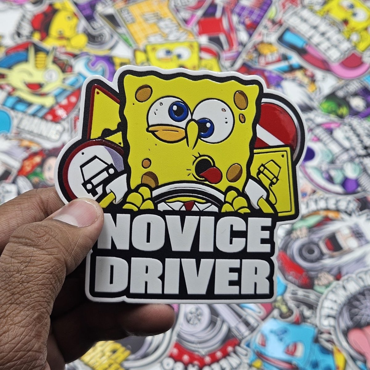 Novice driver X spongebob car slap sticker - Street Soul Clothing