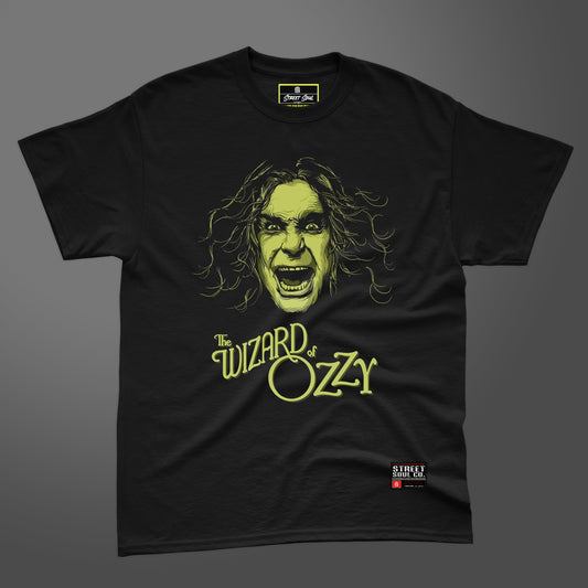 wizard of ozzy black printed T-shirt