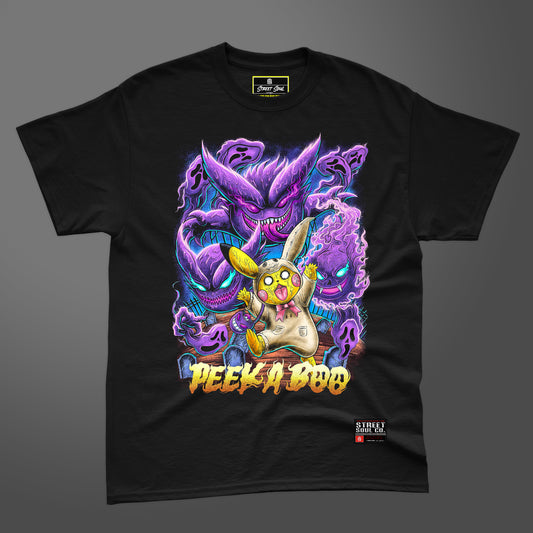 Peek-a-boo black printed T-shirt