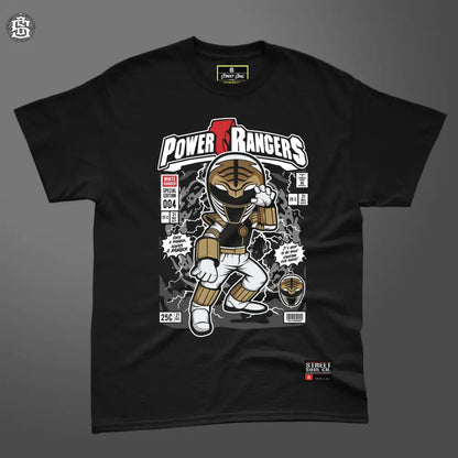 Power rangers comic styled black printed T-shirt - T- Shirt