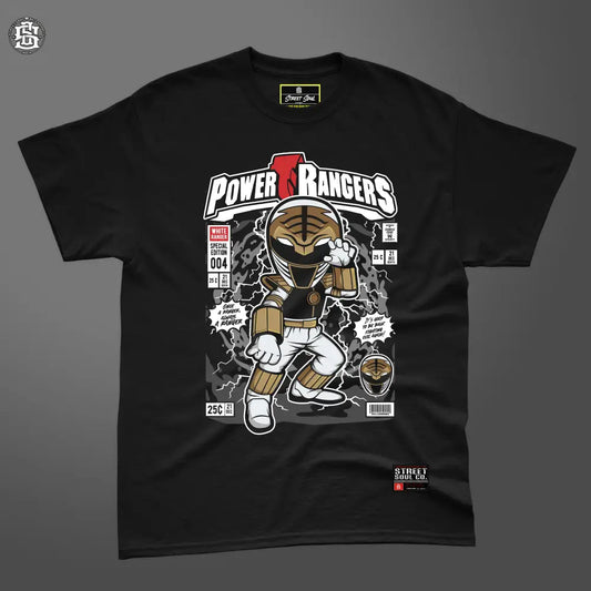 Power rangers comic styled black printed T-shirt - T- Shirt