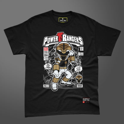 Power rangers comic styled black printed T-shirt