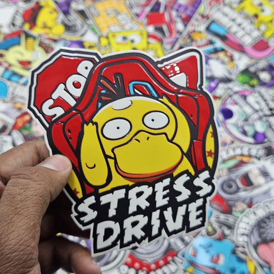 Psyduck's Stress drive car slap sticker - Street Soul Clothing