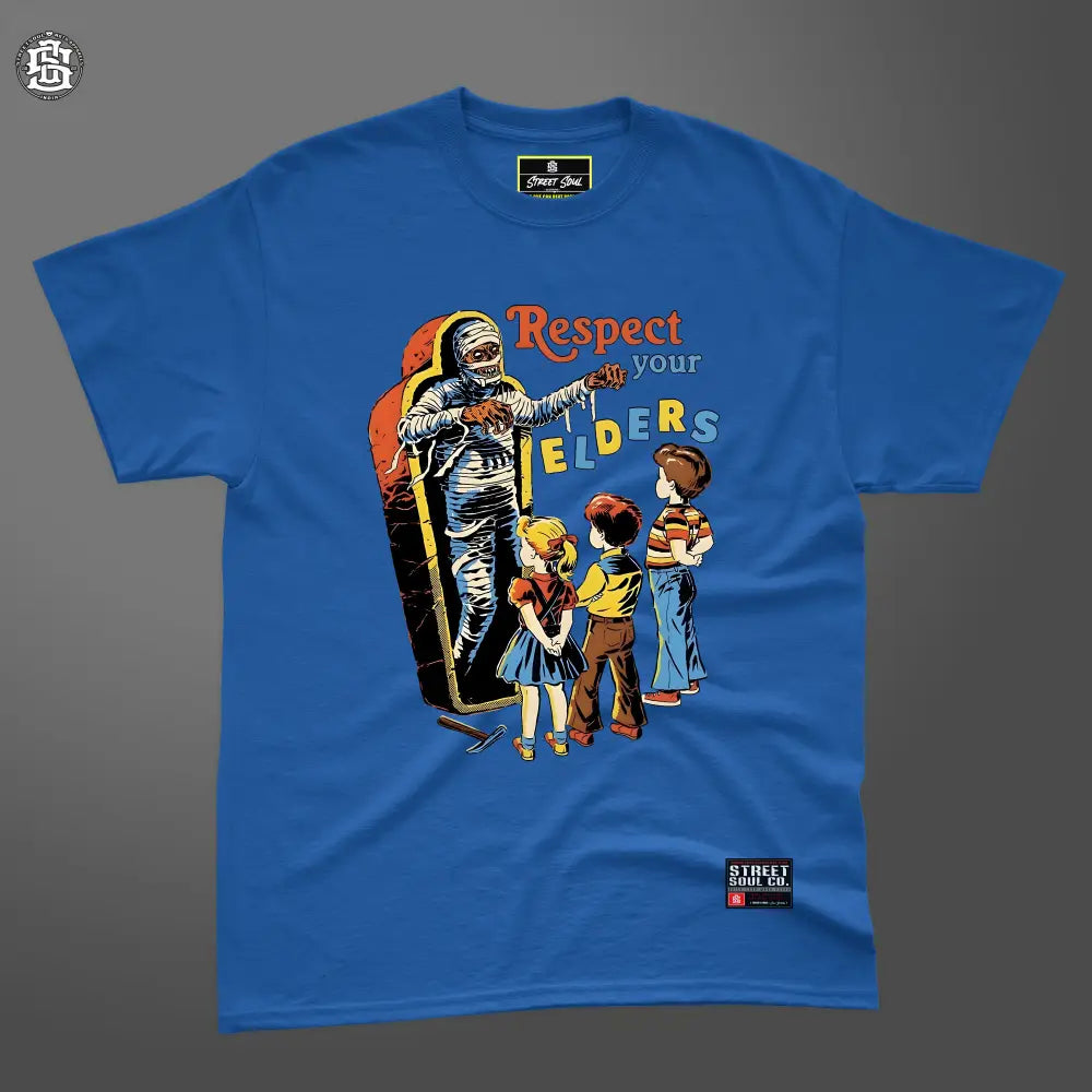 Respect your elders Royal blue printed T-shirt - T- Shirt