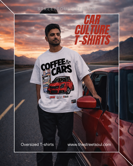 Coffee & Cars White Oversized T-shirt