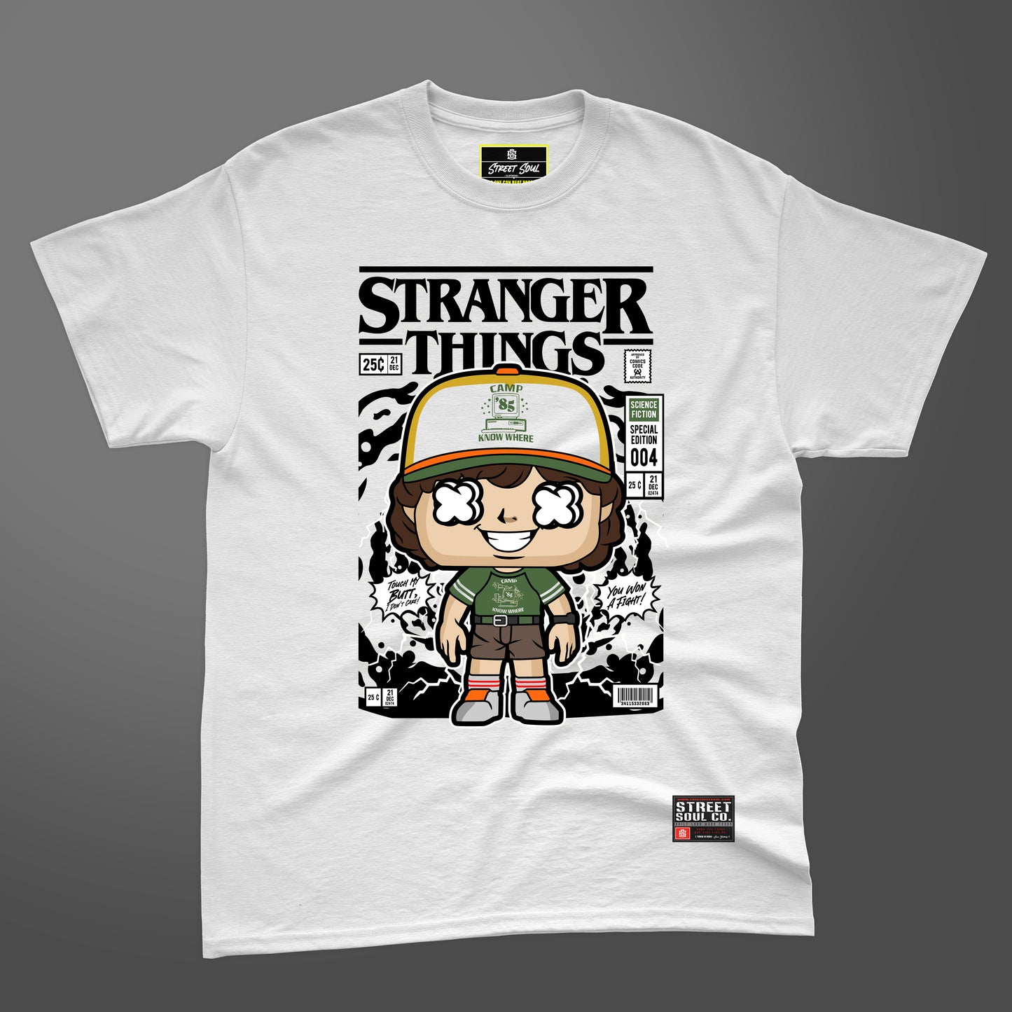Stranger things comic styled white printed T-shirt