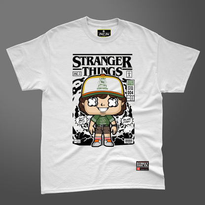 Stranger things comic styled white printed T-shirt