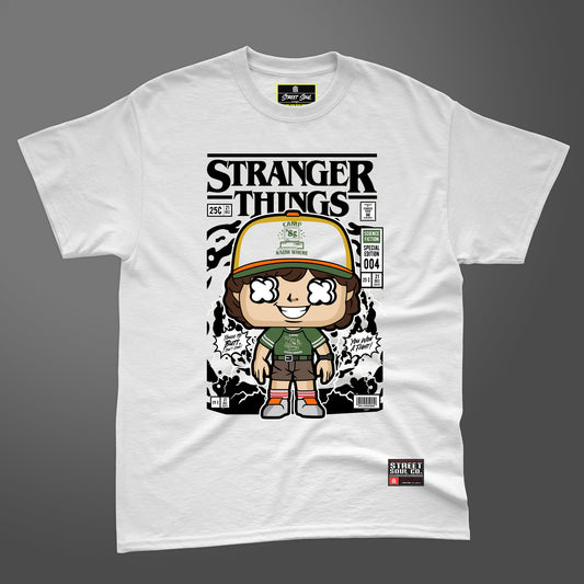 Stranger things comic styled white printed T-shirt