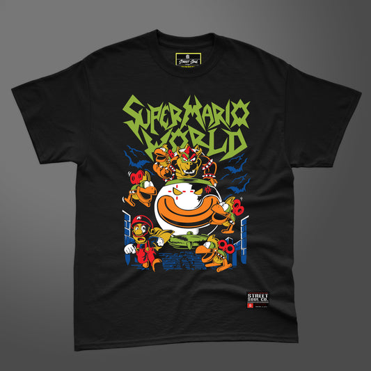 Super mario world black printed T-shirt
