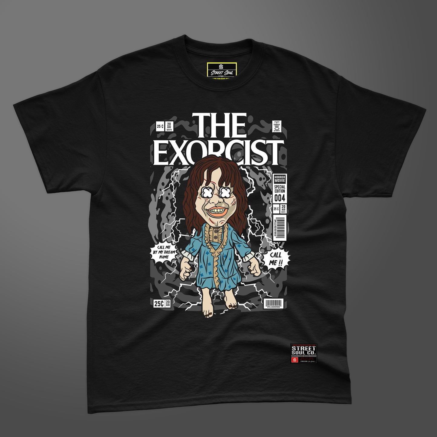 The exorcist comic styled black printed T-shirt