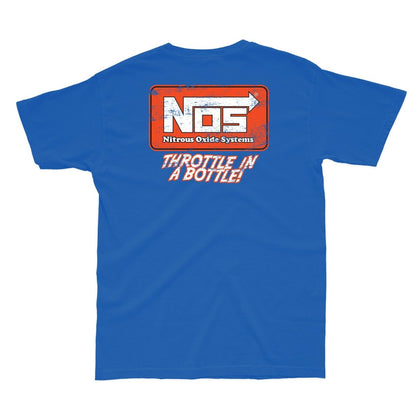 Throttle in bottle NOS!! Printed Royal blue T-shirt - Street Soul Clothing