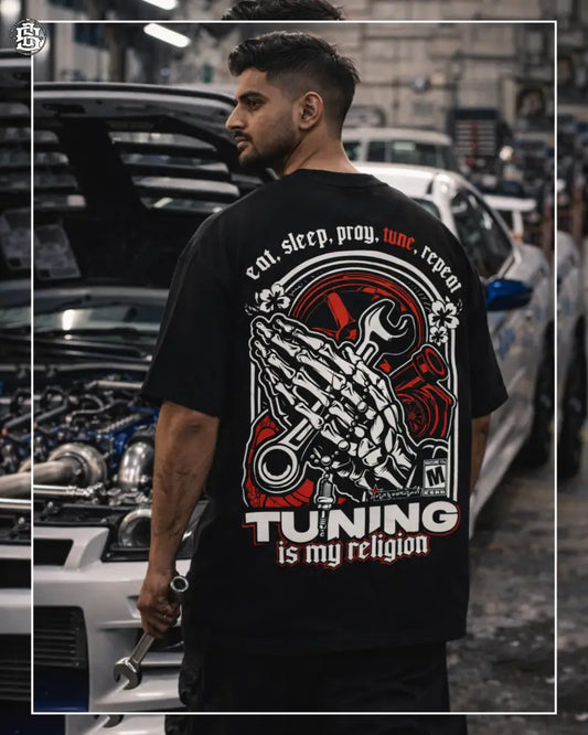 Tuning is my religion Black Oversized T-shirt