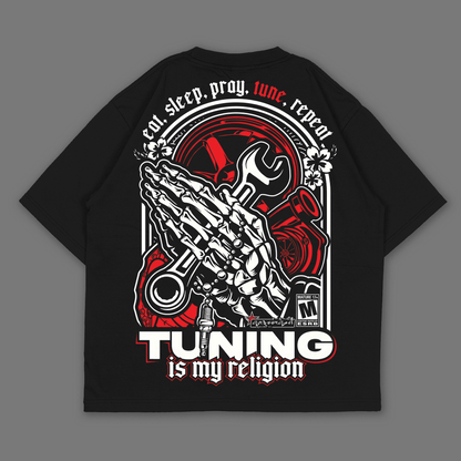Tuning is my religion Black Oversized T-shirt