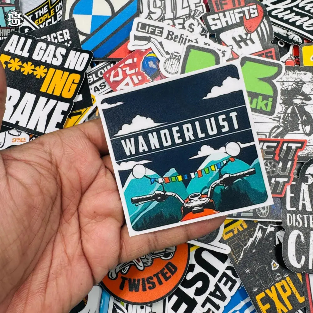 Wanderlust biker sticker - Street Soul Clothing
